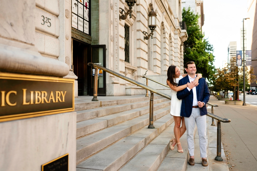 Summertime Cleveland Engagement Session at the public library 