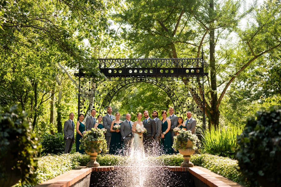 bridal party photos at Cleveland cultural gardens 