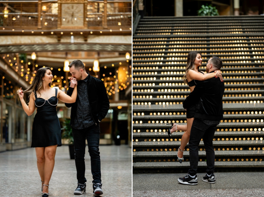 Downtown Cleveland Engagement Session at the Arcade hotel 