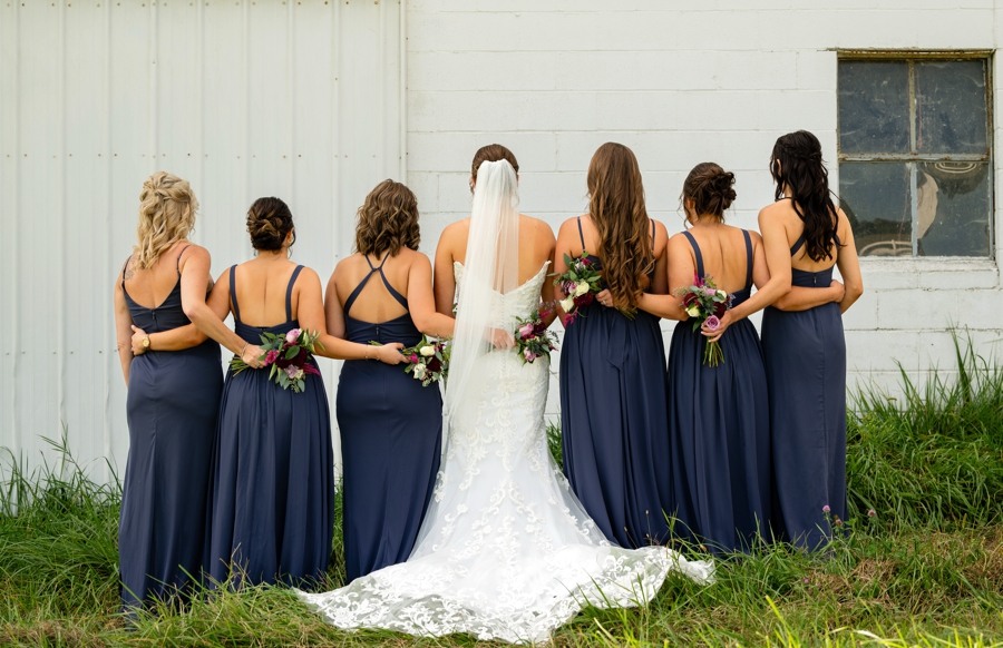 bridesmaids at Family Farm Wedding