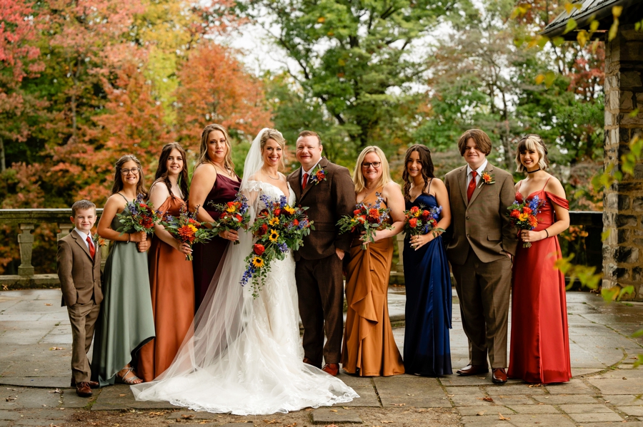 bridal party in fall colors 